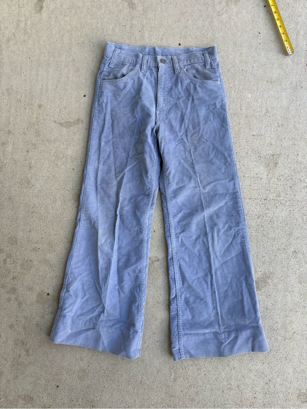 Vintage 70s Levis White Tab Corduroy Bell Bottoms Pants Blue 29x28 READ DESC